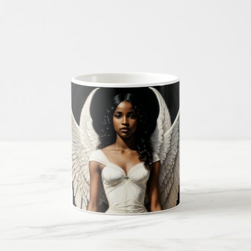 Black Angel Woman Angelcore Art Coffee Mug
