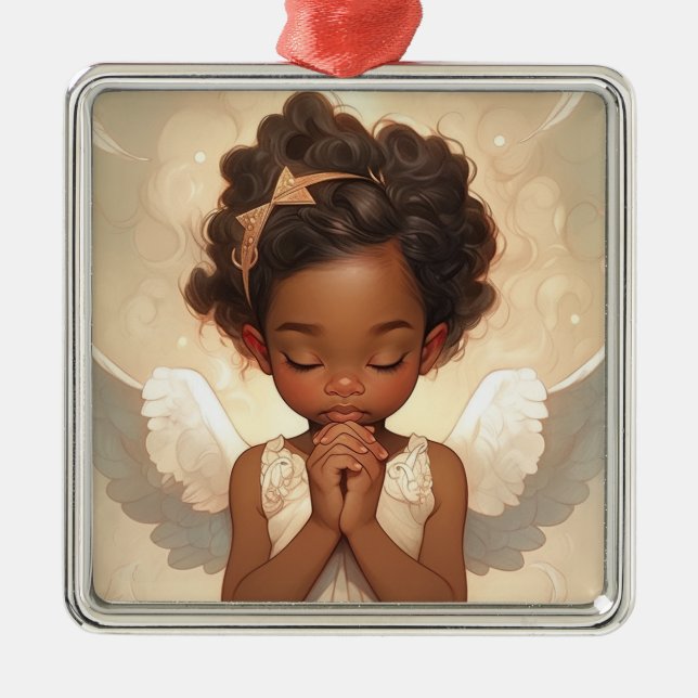 Black Angel's Prayer for Christmas Serenity Metal Ornament (Front)
