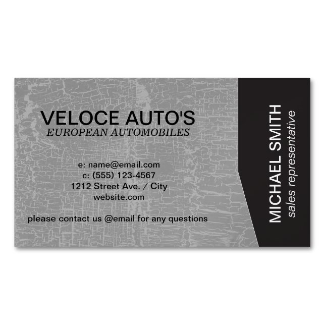 Black Angle / Gray Marbled Business Card Magnet (Front)