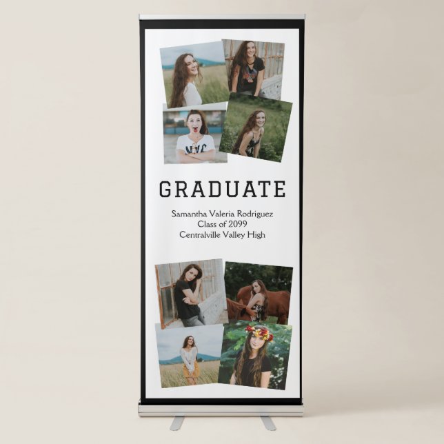 Black Angled Eight-Photo Graduation Retractable Banner (Front)