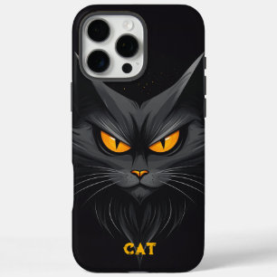 Black Angry Cat Personalized iPhone 16 Pro Max Case