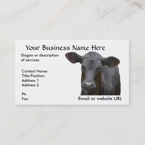 Black Angus Beef Cow Business Card