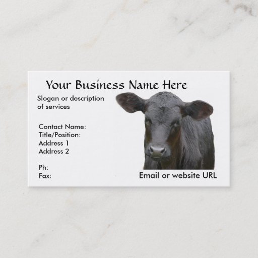 Customizable Black Angus Beef Cow Business Card Templates