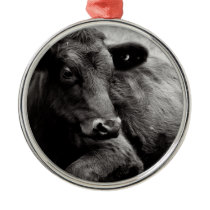 Black Angus Beef Cow Metal Ornament