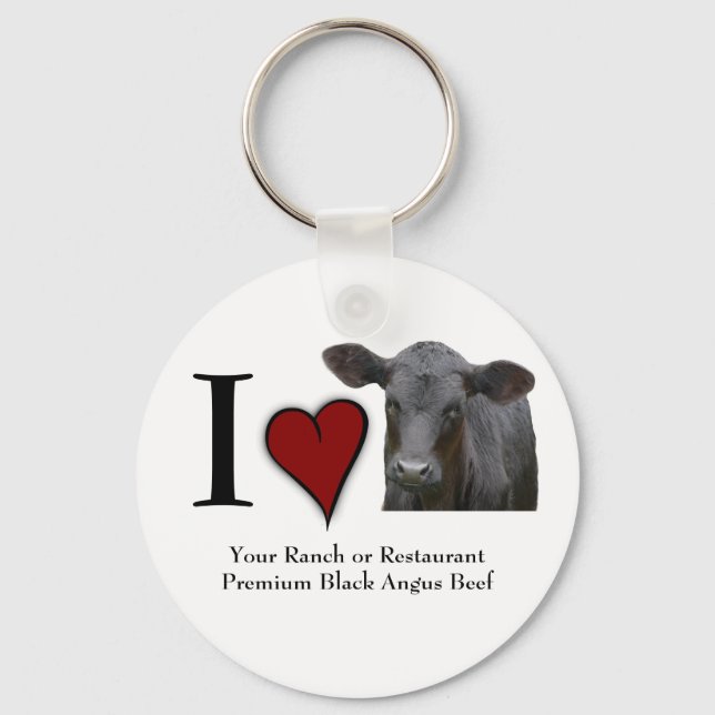 Black Angus Beef  - I love heart design Keychain (Front)