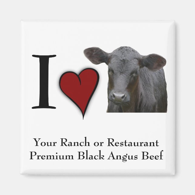 Black Angus Beef  - I love heart design Magnet (Front)