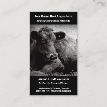 Black Angus  Beef Ranch Or Farm Business Business Card by CountryCorner at Zazzle