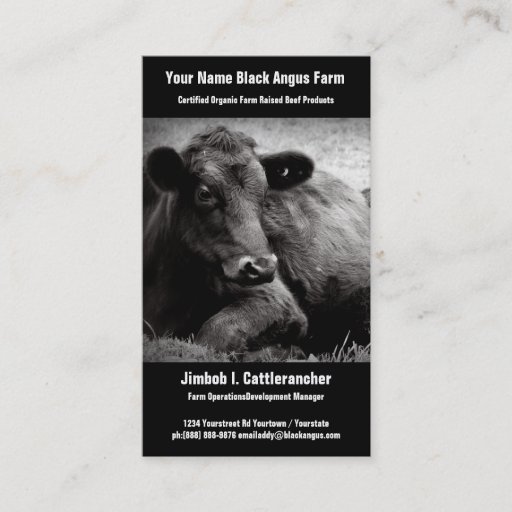 Customizable Black Angus  Beef Ranch or Farm Business Business Card