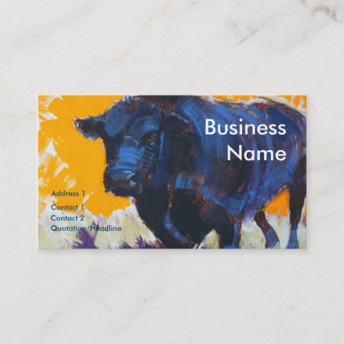 Black Angus Bull Cattle Painting Business Cards