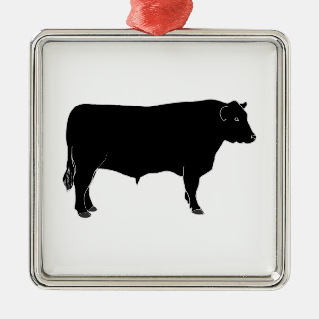Black Angus Bull Metal Ornament (Front)
