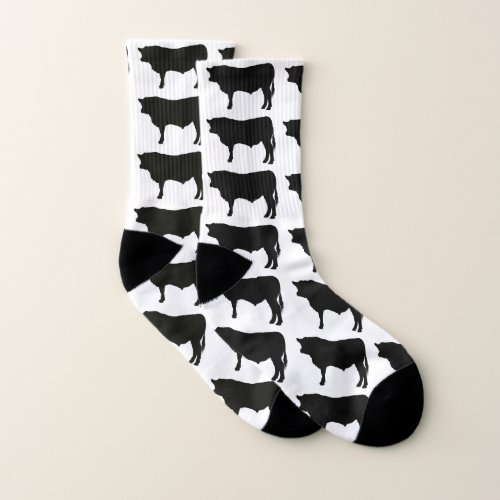 Black Angus Bull Pattern Socks