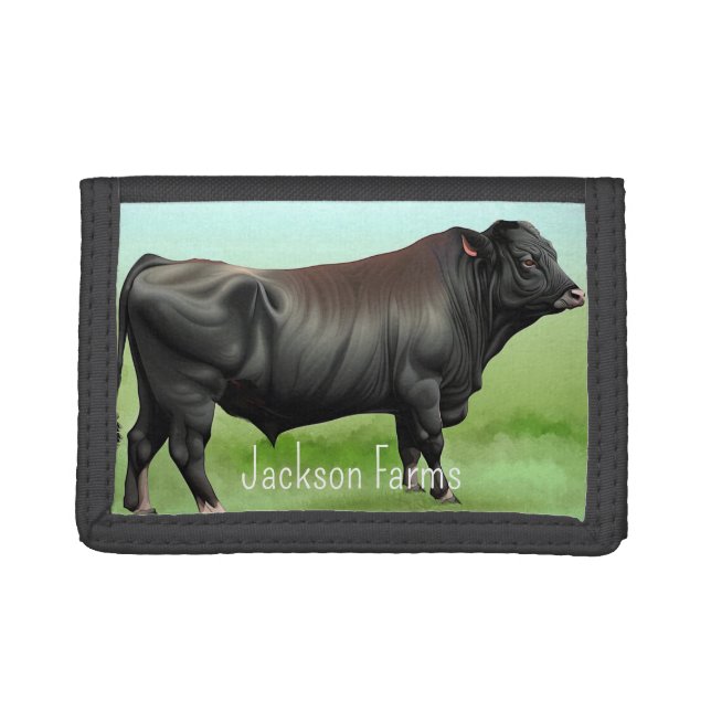 Black Angus Bull Winter Trifold Wallet (Front)