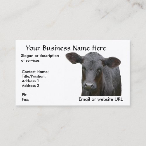 Black Angus Calf  for Cattle Rancher Business Card