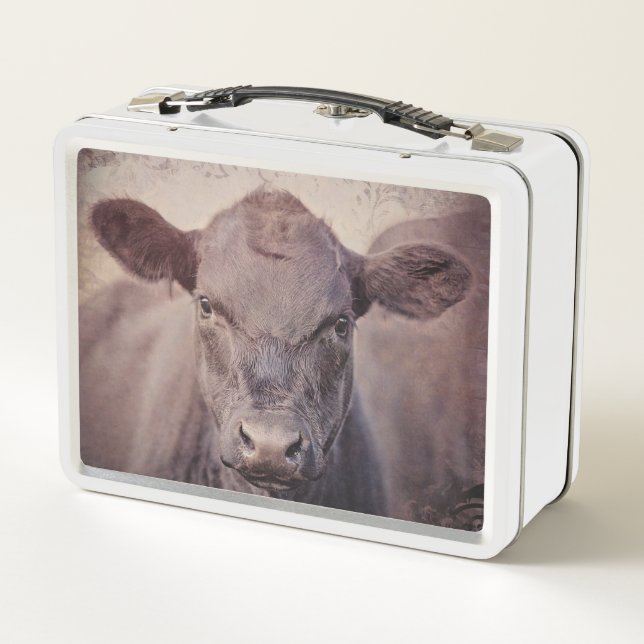 Black Angus Calf with purple tones Lunch Box (Back)
