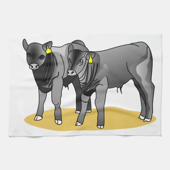 Black Angus Calves Kitchen Towel (Horizontal)