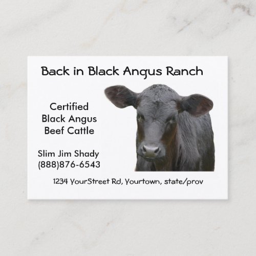 Black Angus Cattle Ranch Business Card