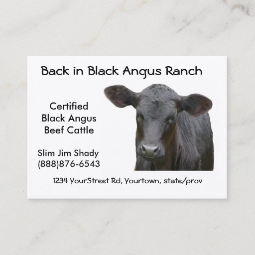 Customizable Black Angus Cattle Ranch Business Card