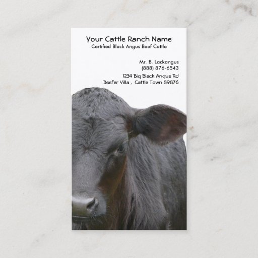 Customizable Black Angus Cattle Ranch Business Card