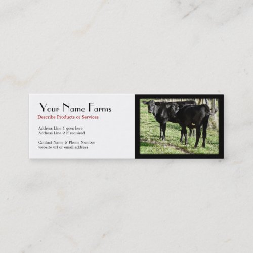 Black Angus Cattle Ranch Mini Business Card