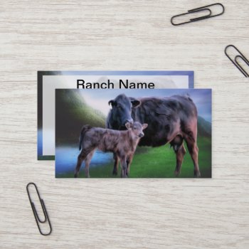Black Angus Cow And Calf Business Card by PaintedDreamsDesigns at Zazzle