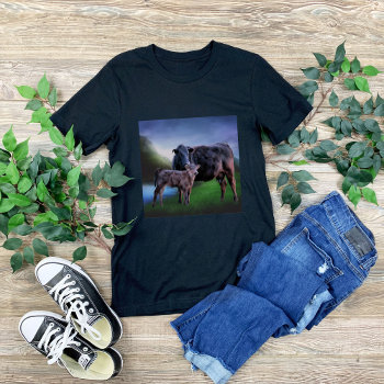Black Angus Cow And Calf T-shirt by PaintedDreamsDesigns at Zazzle