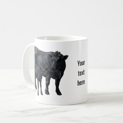 Black Angus Cow  Cute Calf Coffee Mug