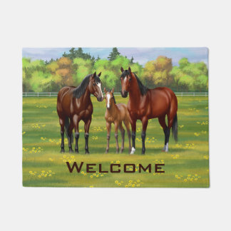 Black Angus Cow & Cute Calf in Summer Pasture Doormat