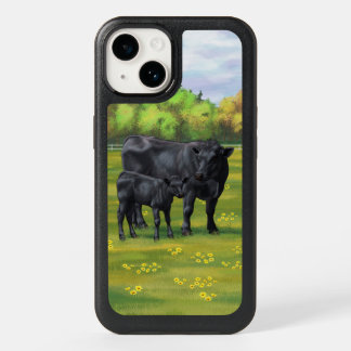 Black Angus Cow & Cute Calf in Summer Pasture OtterBox iPhone 14 Case