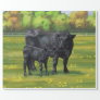 Black Angus Cow & Cute Calf in Summer Pasture Wrapping Paper