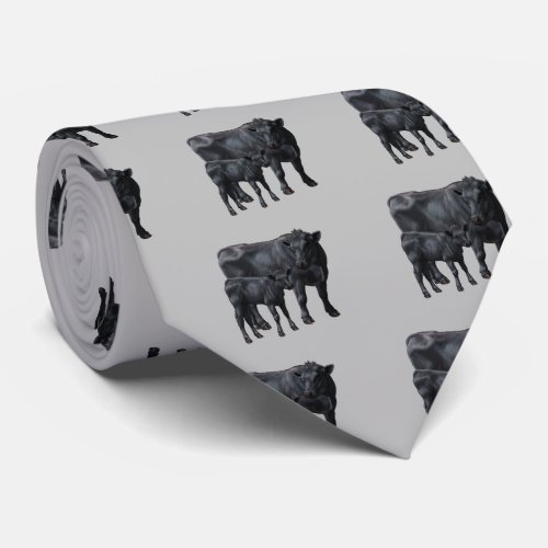 Black Angus Cow  Cute Calf Neck Tie