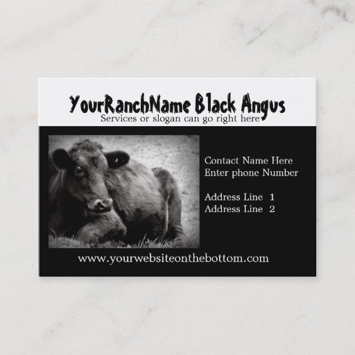 Customizable Black Angus Ranch or Farm Supply Business Cards