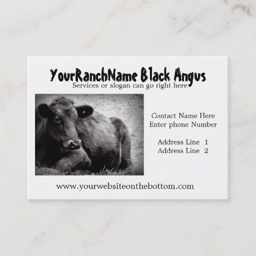 Customizable Black Angus Ranch or Farm Supply Business Cards