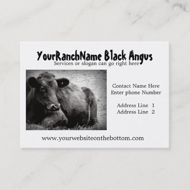 Black Angus Ranch or Farm  Supply Business Cards (Front)
