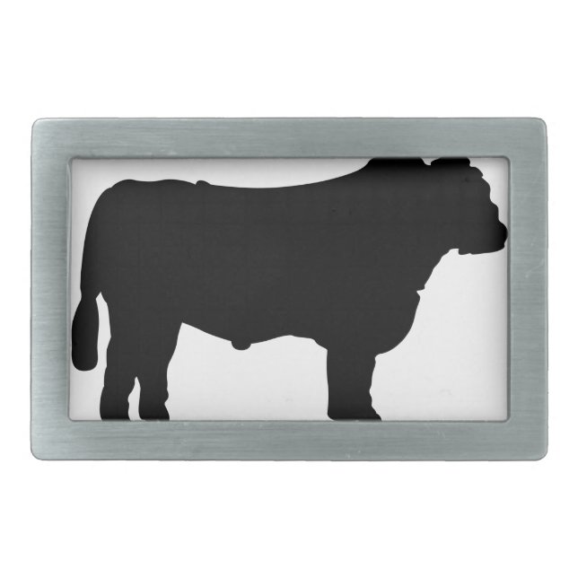 Black Angus Silhouette Rectangular Belt Buckle (Front)
