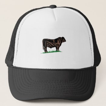 Black Angus Steer Trucker Hat by Grandslam_Designs at Zazzle