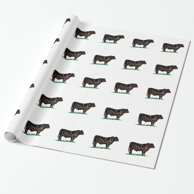 Black Angus Steer Wrapping Paper (Unrolled)