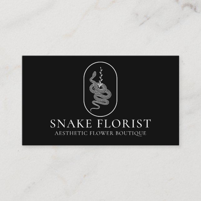 Black Animal Flower Snake Business Card (Front)