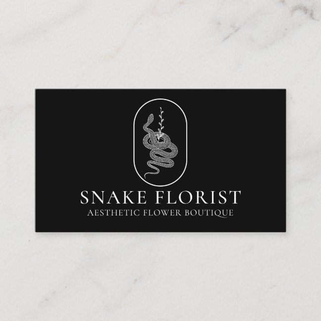 Black Animal Flower Snake Business Card