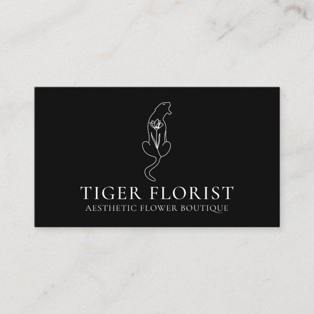 Black Animal Flower Tiger Business Card