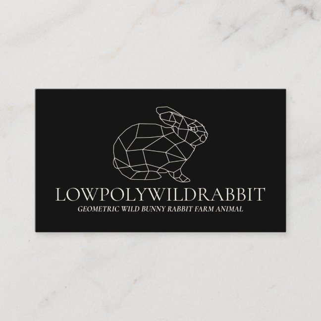 Black Animal Lowpoly Bunny Rabbit Business Card