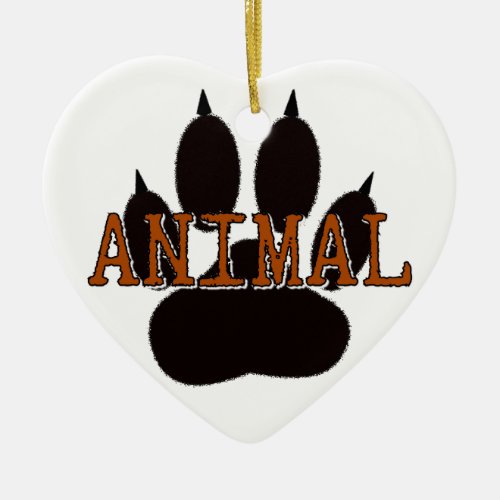 Black Animal Paw Print Ceramic Ornament