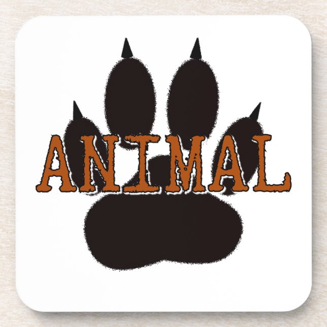 Black Animal Paw Print Coaster (Front)