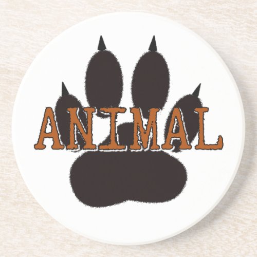 Black Animal Paw Print Coaster
