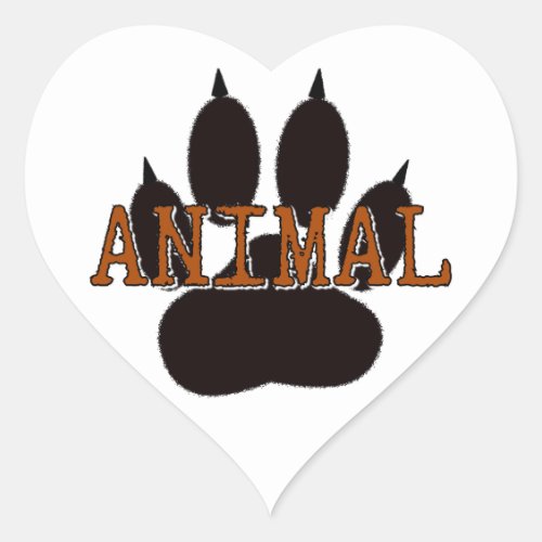 Black Animal Paw Print Heart Sticker