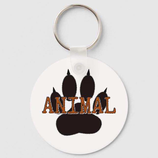 Black Animal Paw Print Keychain (Front)