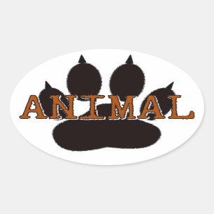 Black Animal Paw Print Oval Sticker