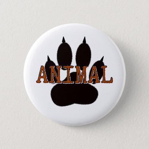 Black Animal Paw Print Pinback Button