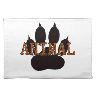 Black Animal Paw Print Placemat
