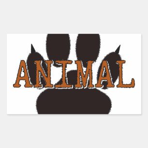 Black Animal Paw Print Rectangular Sticker