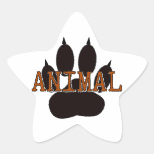 Black Animal Paw Print Star Sticker
